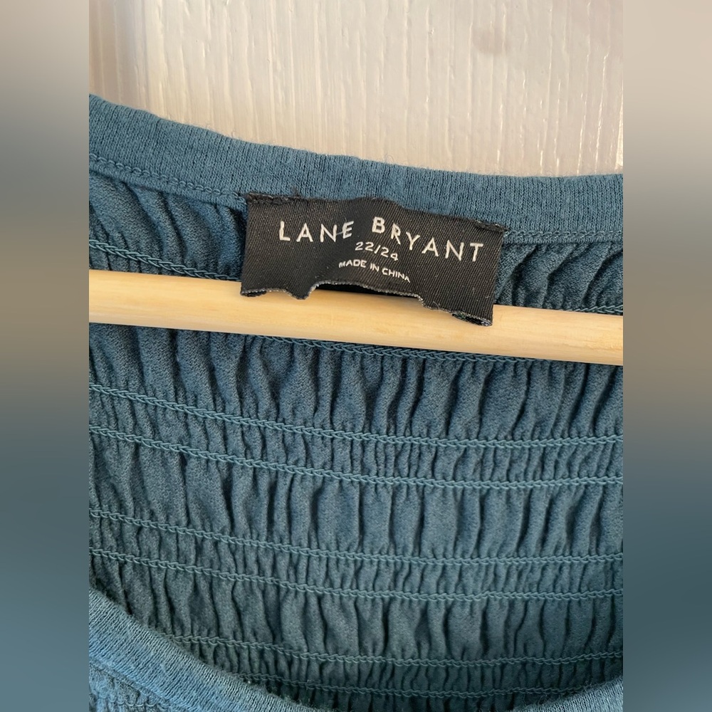 Lane Bryant Deep Teal Smocked Peplum - Picture 3 of 4